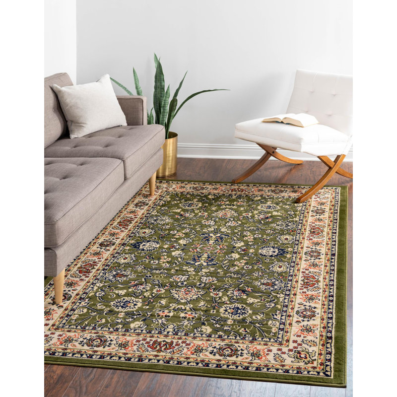 Charlton Home® Hanan Performance Dark Green Rug & Reviews Wayfair
